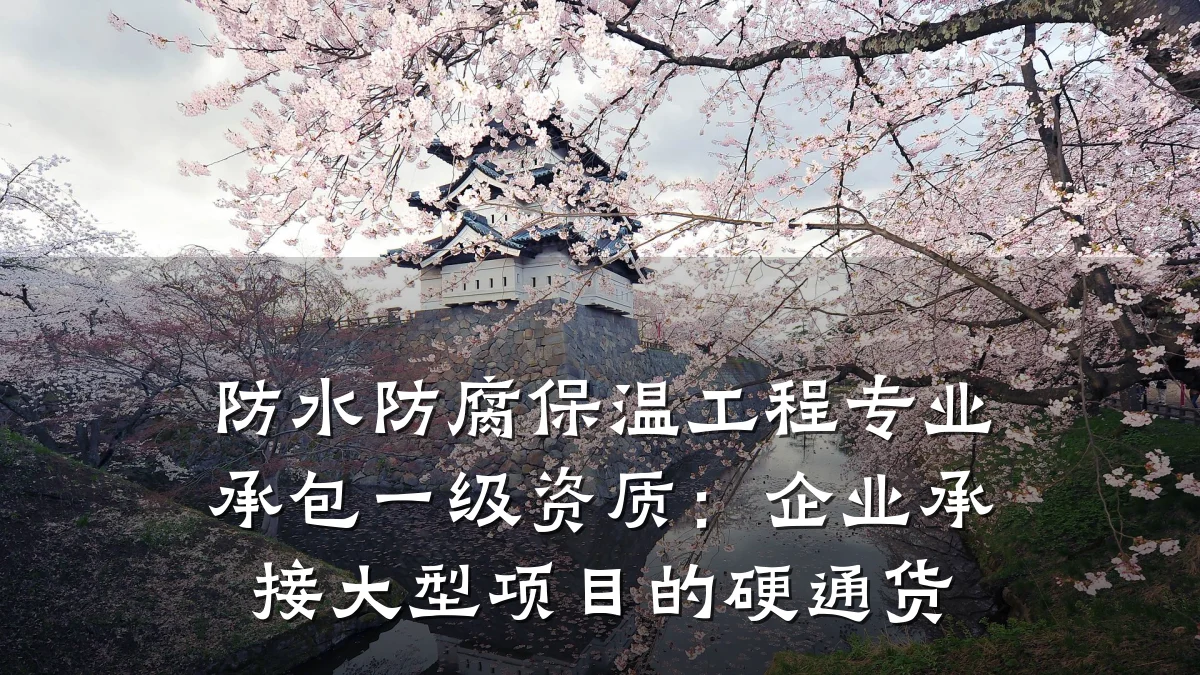 防水防腐保温工程专业承包一级资质:企业承接大型项目的硬通货