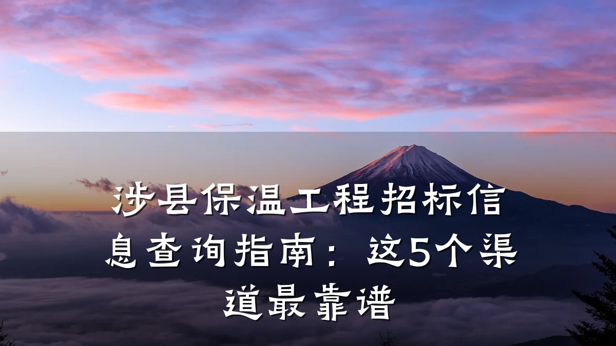 涉县保温工程招标信息查询指南:这5个渠道最靠谱